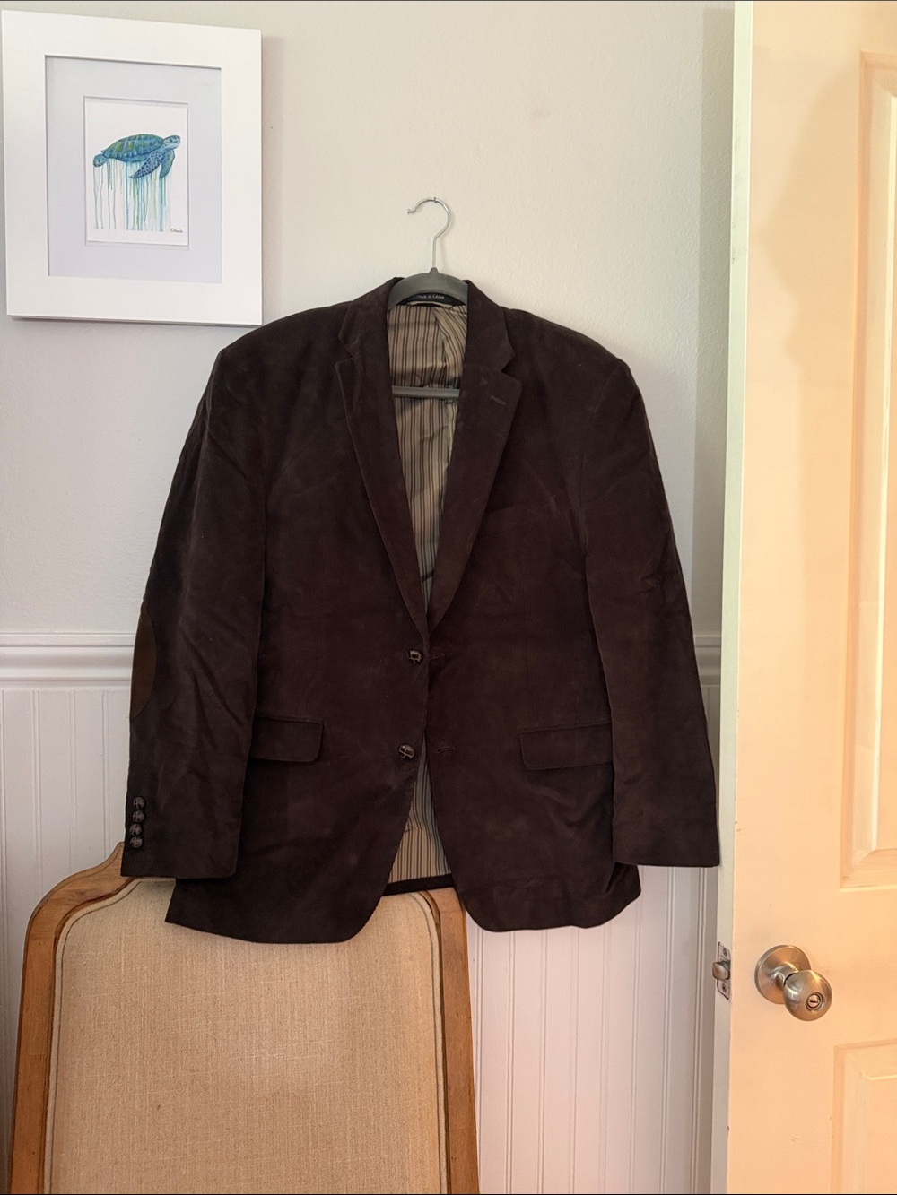 Lauren Ralph Lauren Dark Brown Corduroy Sport Coat w/Suede Elbow Patches SZ: 38R